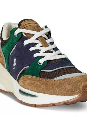 Polo by Ralph Lauren Brown, Navy & Green Suede Mesh Sneaker